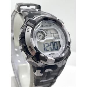 Armitron Unisex Gray Digital Camo Watch Works New Battery